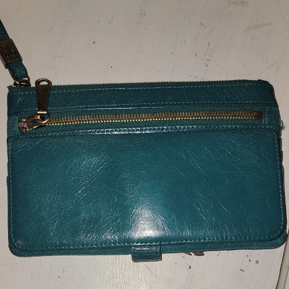 HOBO Green Wristlet Wallet Soft Genuine Leather